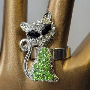 Green Cat Ring Adjustable Band